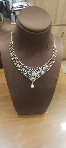 [DNC18592] Diamond Necklace with Single pearl
