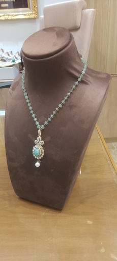 [DNC18592] Diamond Necklace with Single pearl